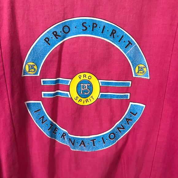 Vintage 80s Pro Spirit Shirt Size M/L Pink Long Sleeve Cotton Blend Logo - Picture 8 of 10